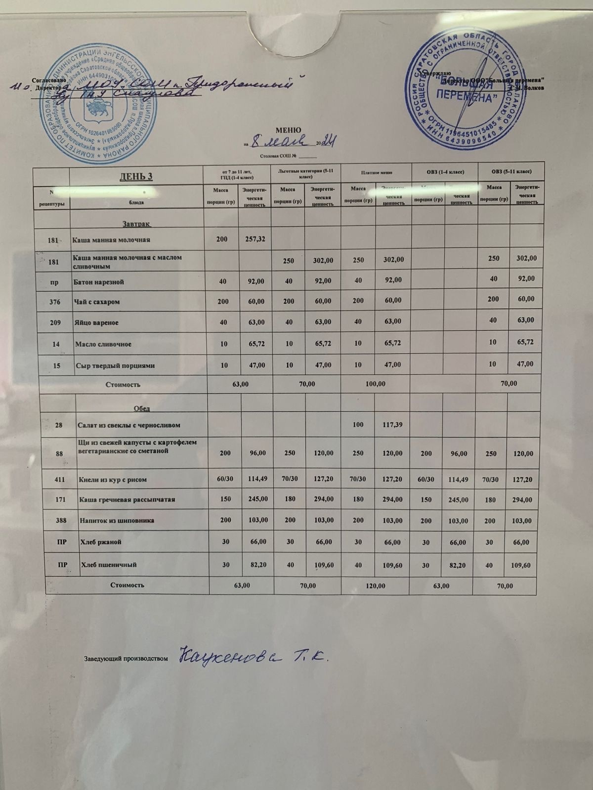 Меню 08.05.2024